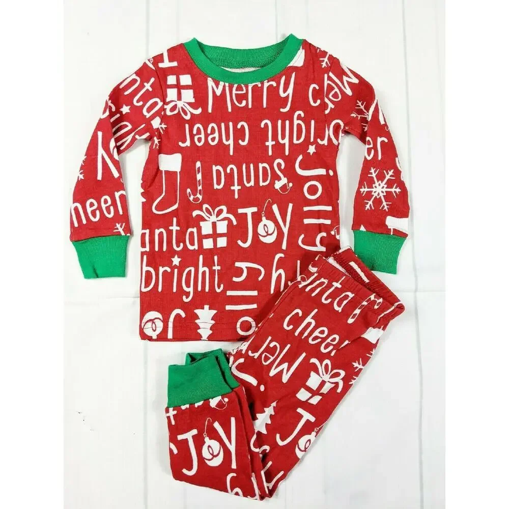 Carter's Red White & Green Holiday Words Pajamas Size 24 Months
